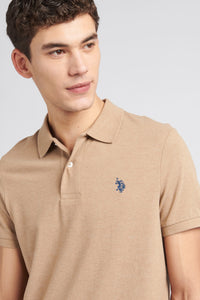 Mens Marl Pique Polo in Tigers Eye