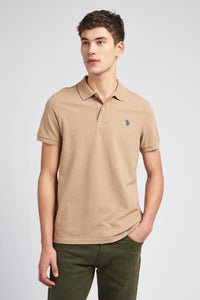 Mens Marl Pique Polo in Tigers Eye