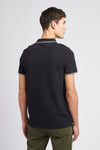 Mens Twin Tipped Pique Polo Shirt in Black