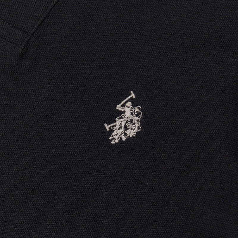 Mens Twin Tipped Pique Polo Shirt in Black