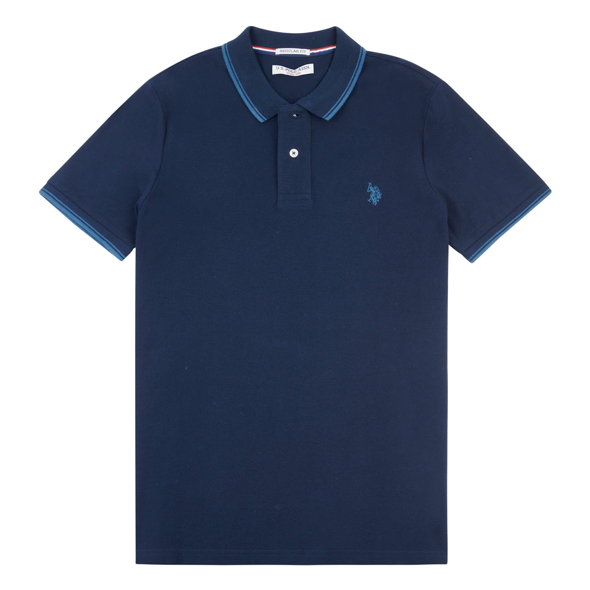 Mens Twin Tipped Pique Polo Shirt in Navy Blue