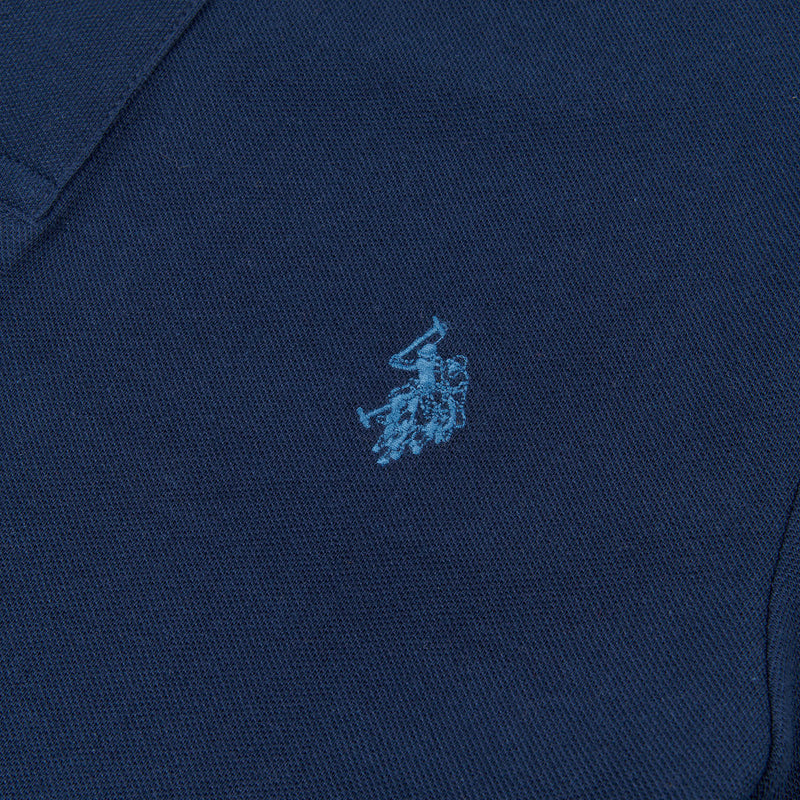 Mens Twin Tipped Pique Polo Shirt in Navy Blue