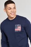 Mens Vintage USPA Since 1890 Crew Neck Sweatshirt in Navy Blue