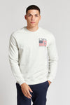 Mens Vintage USPA Since 1890 Crew Neck Sweatshirt in Light Grey Marl