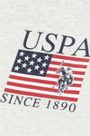 Mens Vintage USPA Since 1890 Crew Neck Sweatshirt in Light Grey Marl