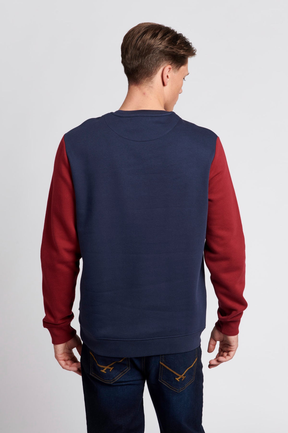 Mens Sports Crew Neck Sweatshirt in Navy Blue