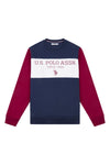 Mens Sports Crew Neck Sweatshirt in Navy Blue