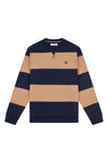 Mens Engineered Stripe Crew Neck Sweatshirt in Tigers Eye