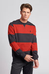 Mens Engineered Stripe Crew Neck Sweatshirt in Ketchup