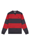 Mens Engineered Stripe Crew Neck Sweatshirt in Ketchup