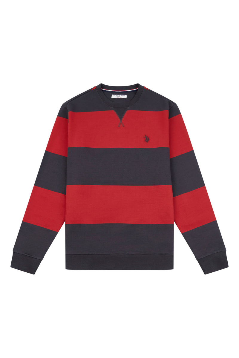 Mens Engineered Stripe Crew Neck Sweatshirt in Ketchup