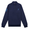 Mens Quarter Zip Funnel Neck Sweatshirt in Navy Blue