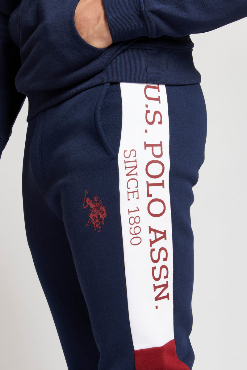 Mens Sports Panelled Joggers in Navy Blue