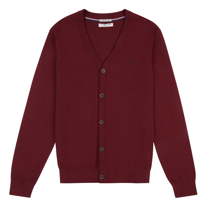 Mens Knitted Cardigan in Windsor Wine