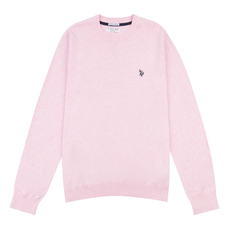 Mens Crew Neck Knitted Jumper in Orchid Pink Marl