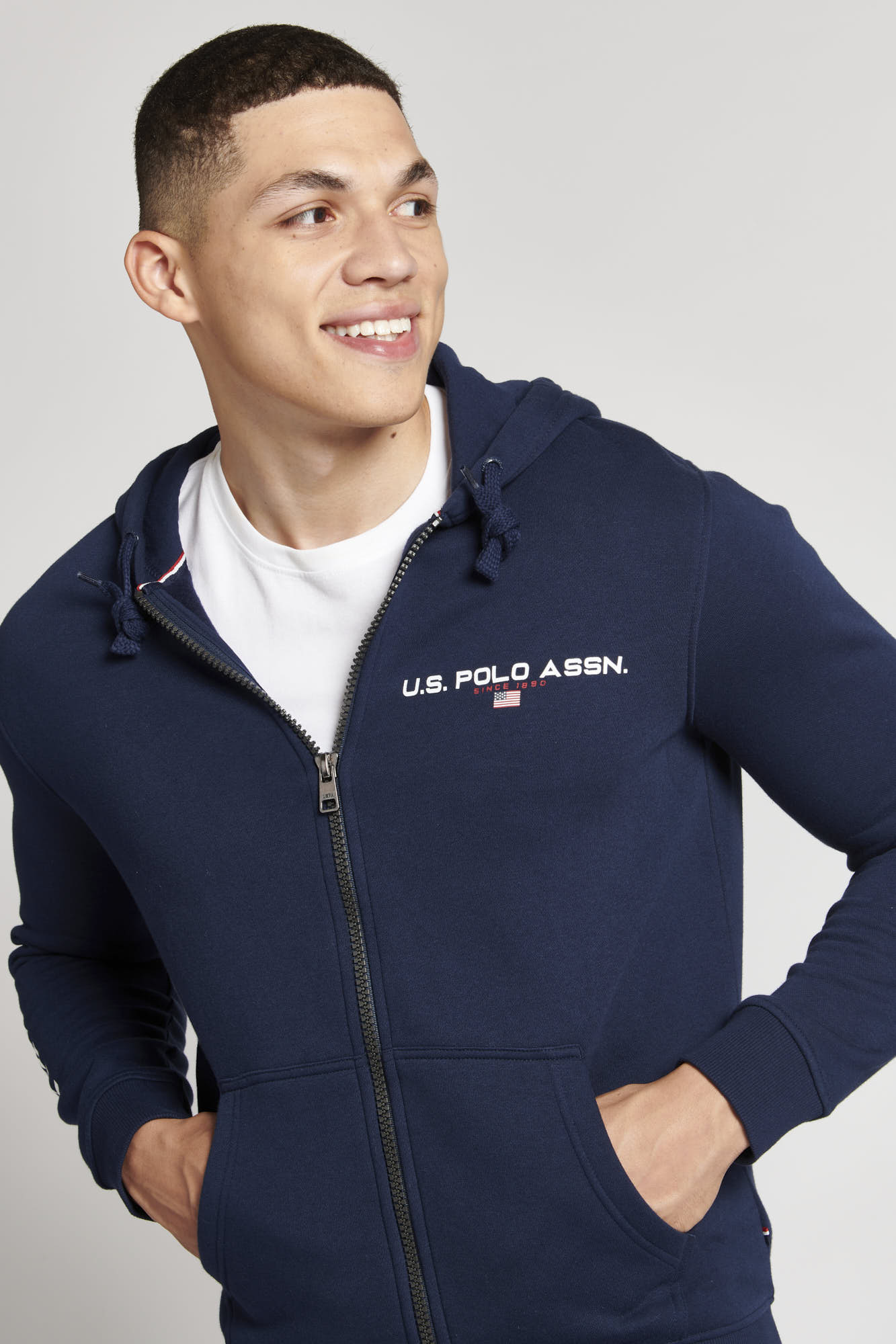 Mens Sport Zip-Through Hoodie in Navy Blue