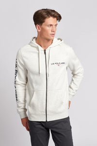 Mens Sport Zip-Through Hoodie in Light Grey Marl