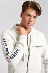 Mens Sport Zip-Through Hoodie in Light Grey Marl