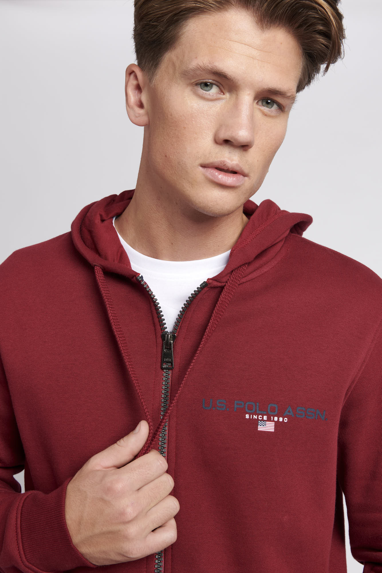 Mens Sport Zip-Through Hoodie in Biking Red