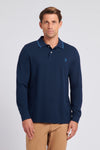 Mens Twin Tipped Pique Polo Shirt in Navy Blue