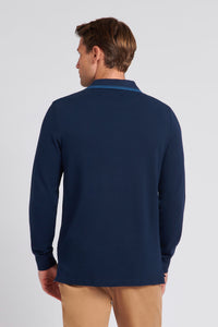 Mens Twin Tipped Pique Polo Shirt in Navy Blue