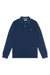 Mens Twin Tipped Pique Polo Shirt in Navy Blue