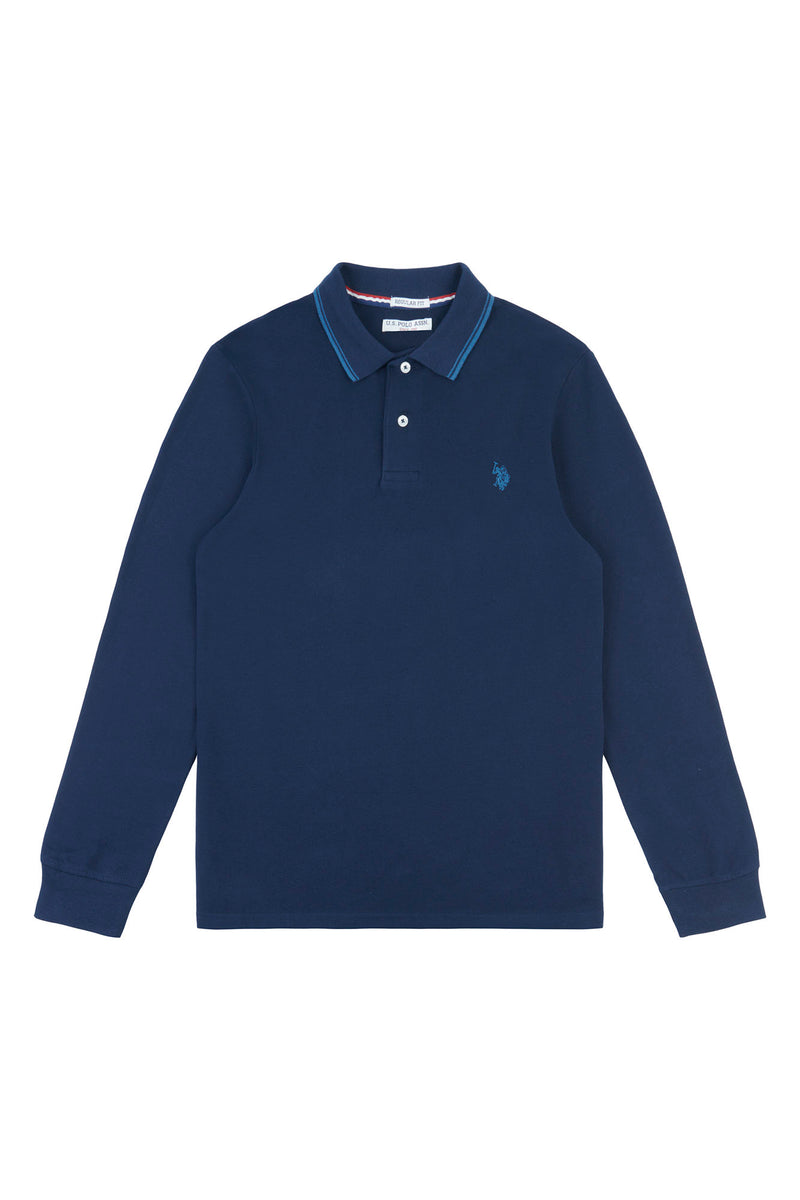 Mens Twin Tipped Pique Polo Shirt in Navy Blue