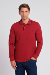 Mens Twin Tipped Pique Polo Shirt in Biking Red