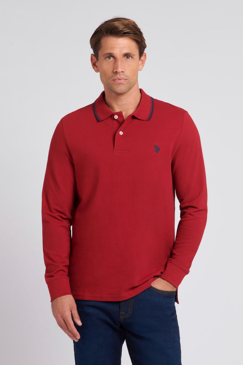 Mens Twin Tipped Pique Polo Shirt in Biking Red