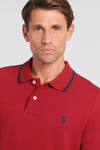 Mens Twin Tipped Pique Polo Shirt in Biking Red