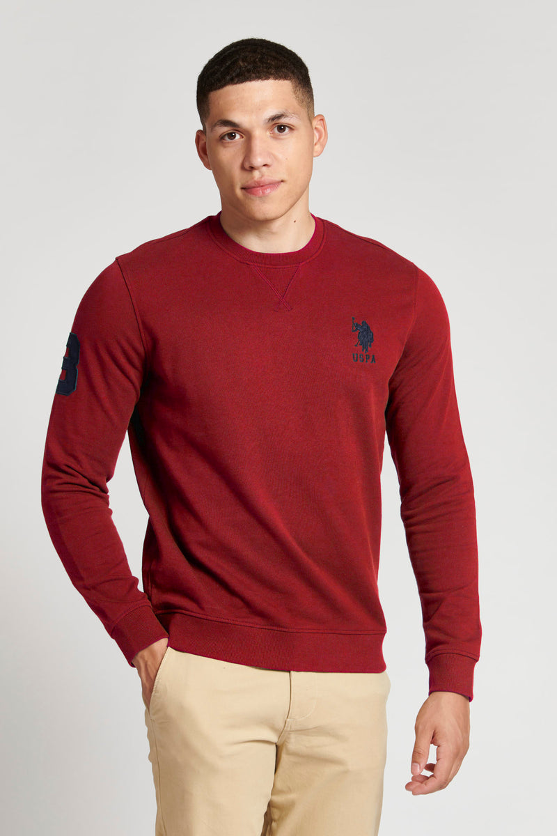 Mens Player 3 Crew Neck Sweatshirt in Biking Red