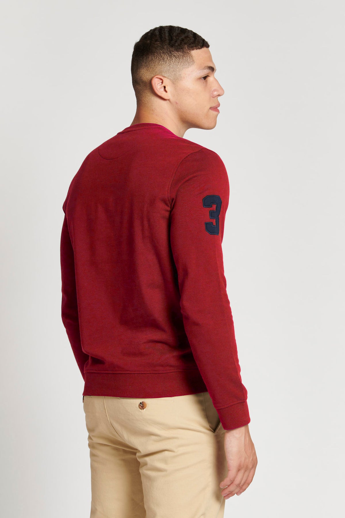 Mens Player 3 Crew Neck Sweatshirt in Biking Red