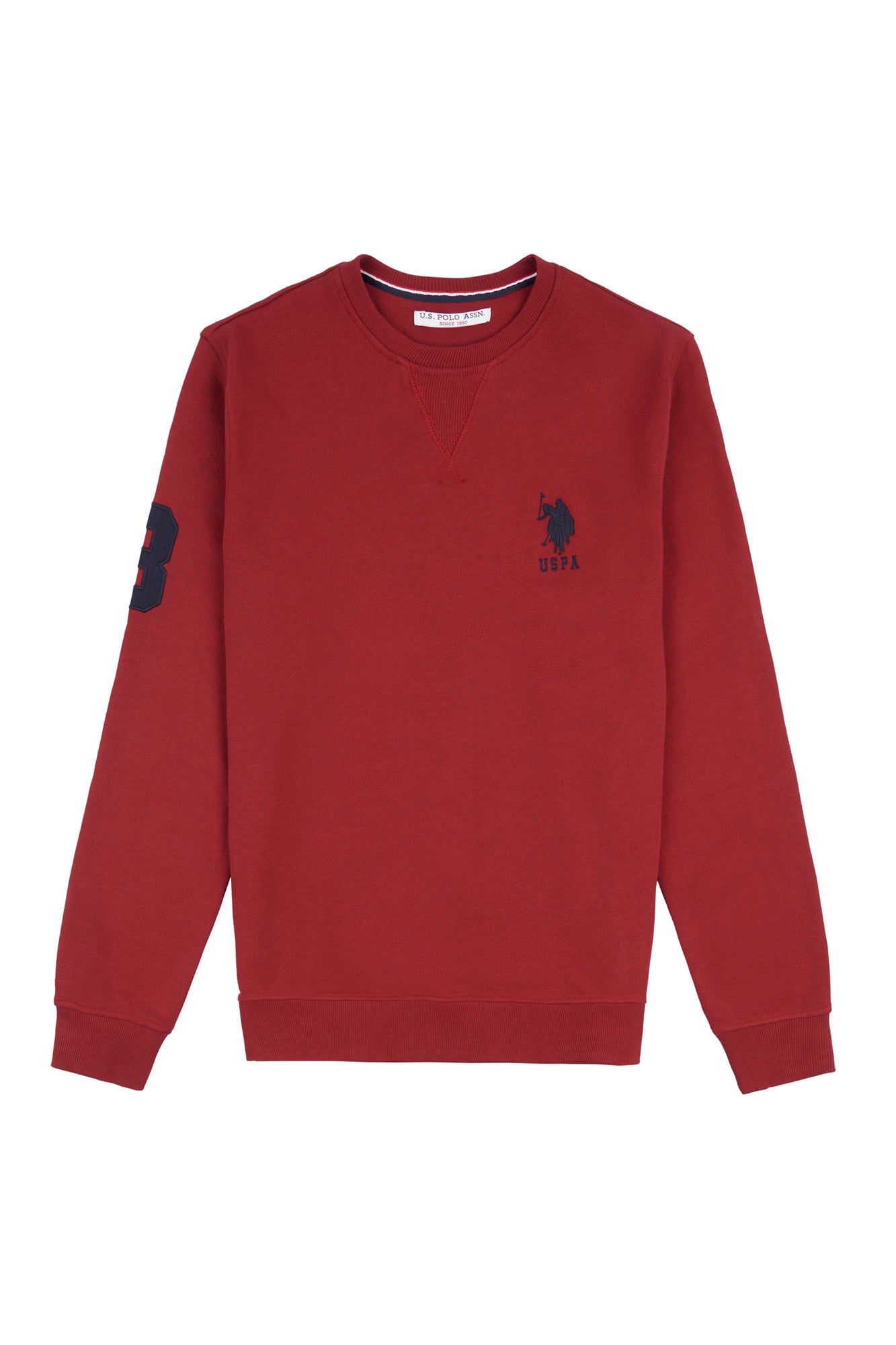 Mens Player 3 Crew Neck Sweatshirt in Biking Red