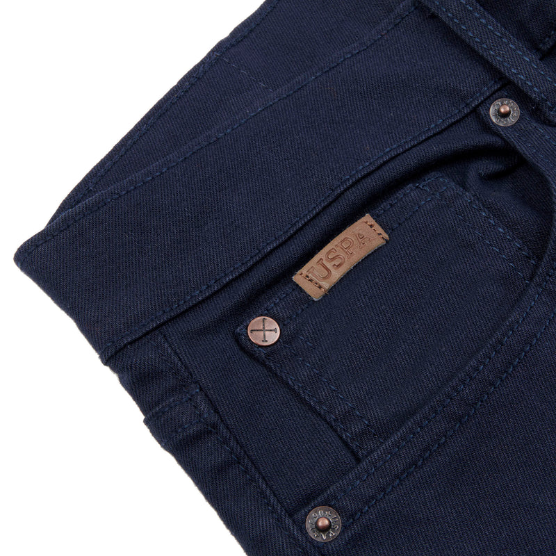 Mens 5 Pocket Slub Twill Trousers in Navy Blue