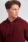 Mens Plated Contrast Zip Hoodie in Windsor Wine