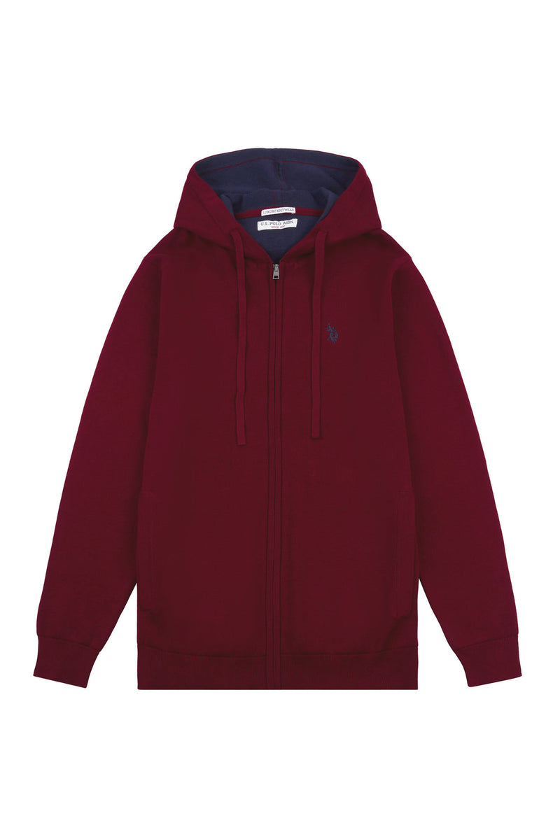 Mens Plated Contrast Zip Hoodie in Windsor Wine