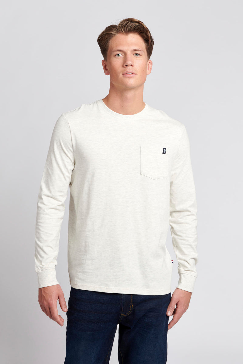 Mens Pocket T-Shirt in Light Grey Marl