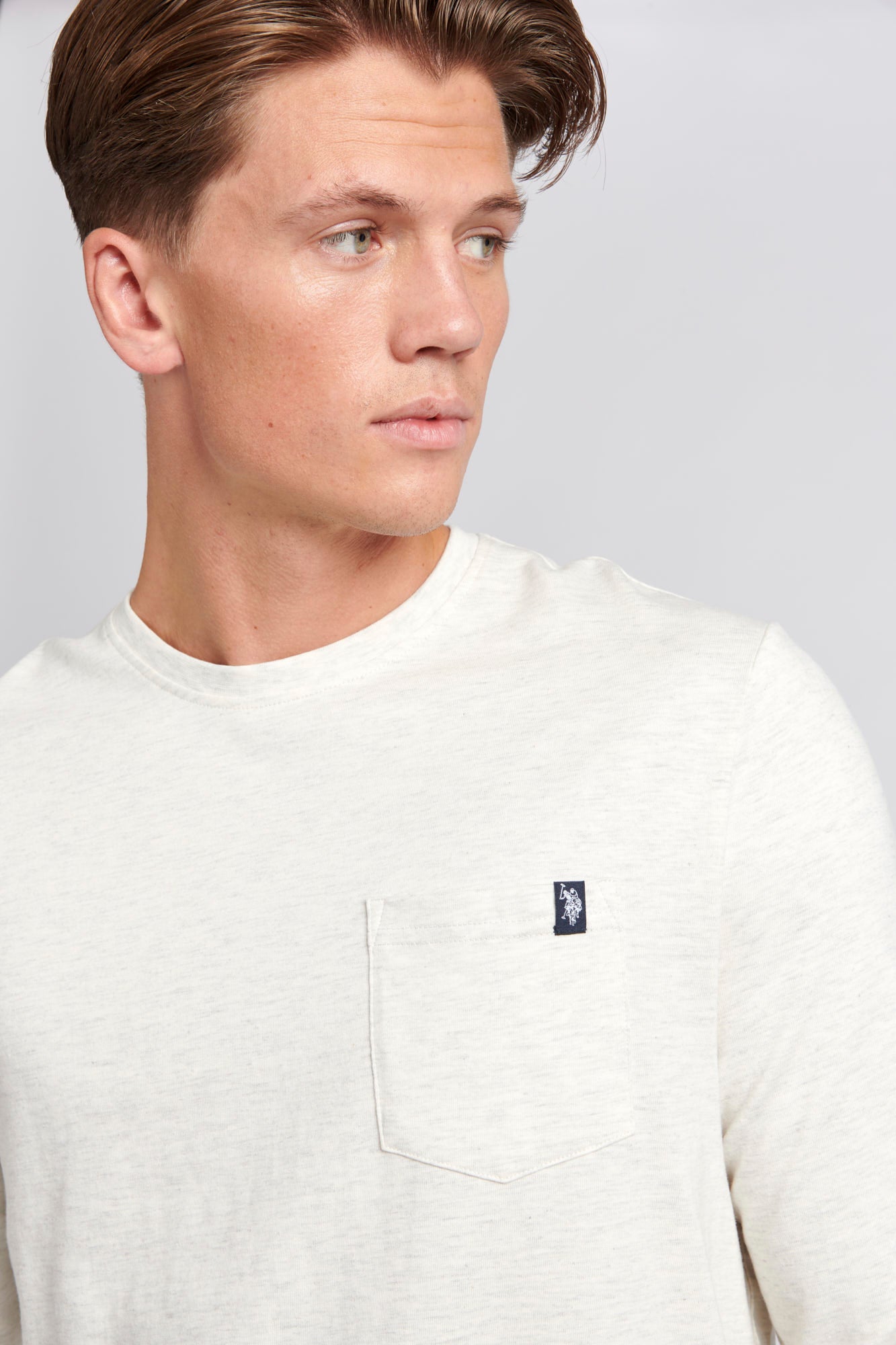 Mens Pocket T-Shirt in Light Grey Marl