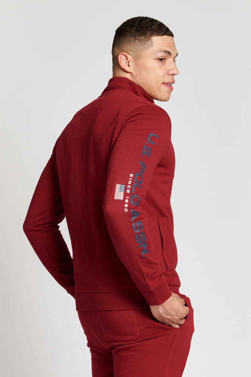 Mens Quarter Zip Sport Sweatshirt in Biking Red