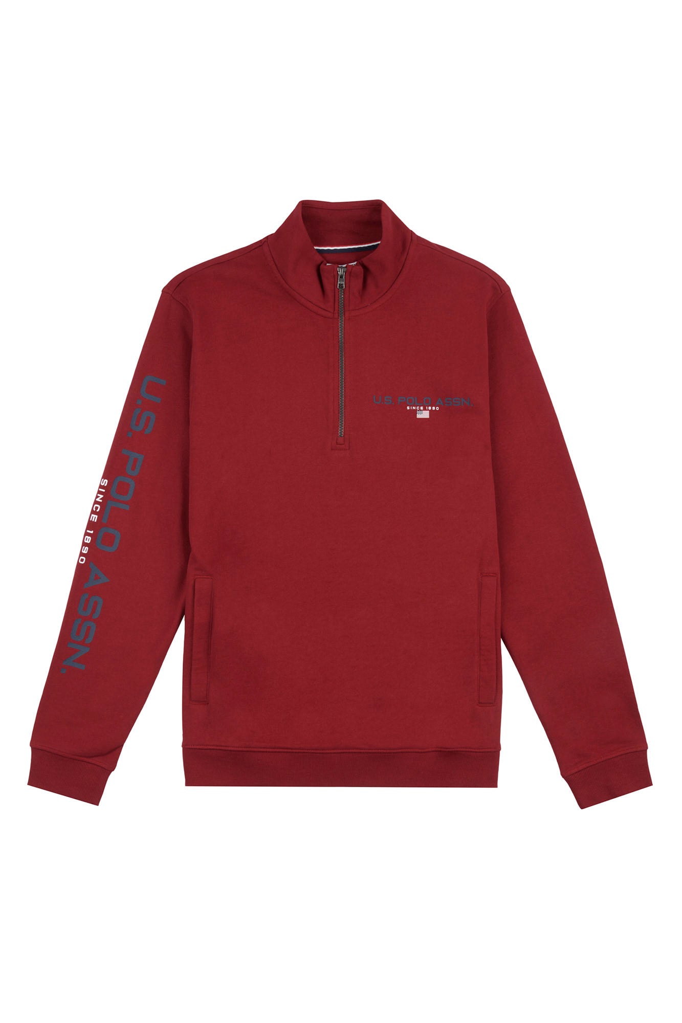 Mens Quarter Zip Sport Sweatshirt in Biking Red