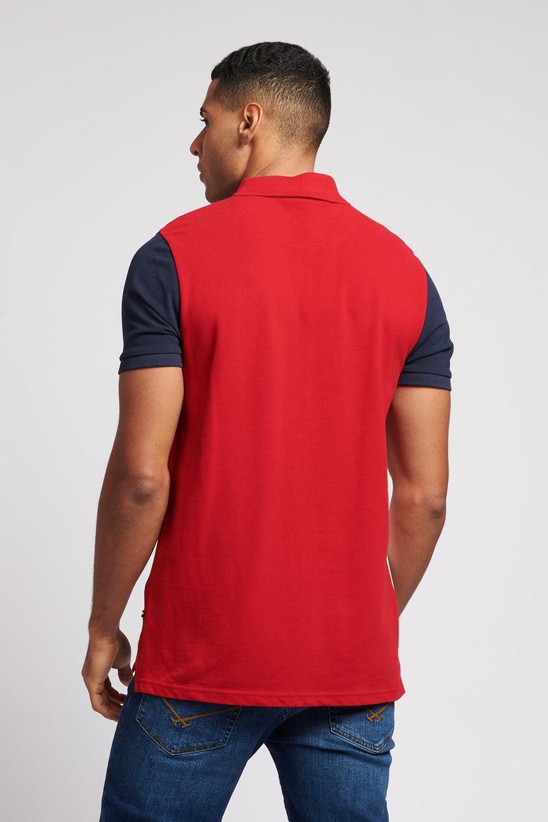 Mens Angle Cut and Sew Polo Shirt in Haute Red