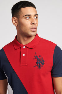 Mens Angle Cut and Sew Polo Shirt in Haute Red