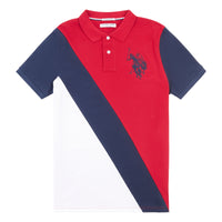 Mens Angle Cut and Sew Polo Shirt in Haute Red