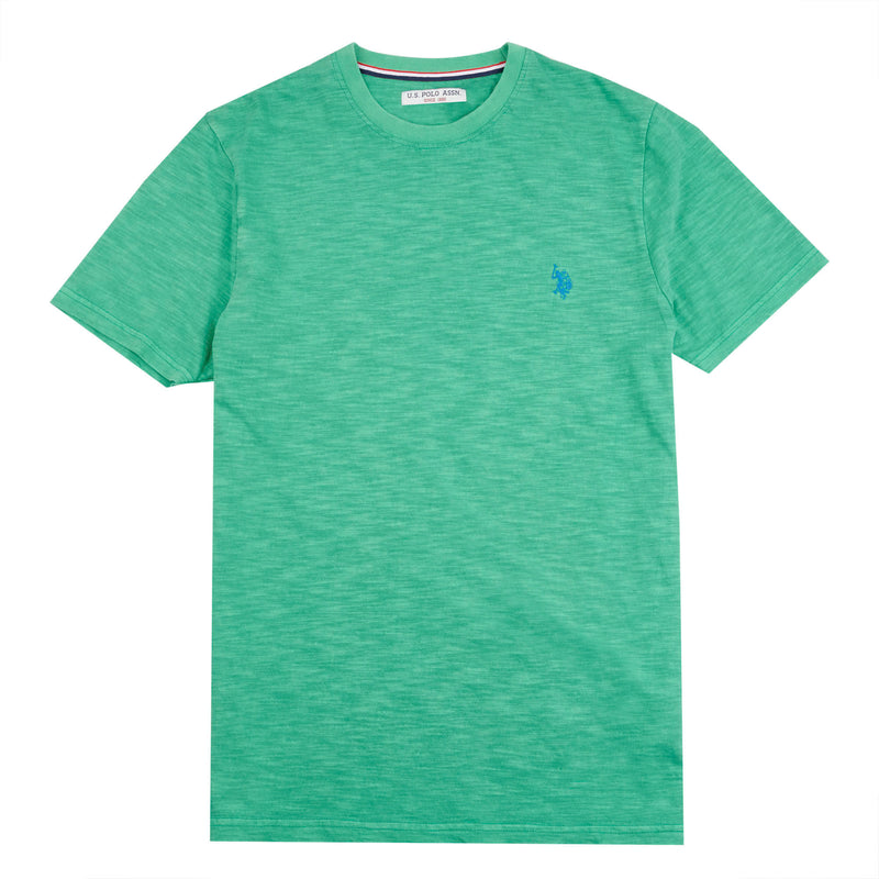 Mens Garment Dye Slub Cotton T-Shirt in Golf Green