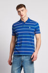 Mens Jersey Stripe Polo Shirt in Sodalite Blue