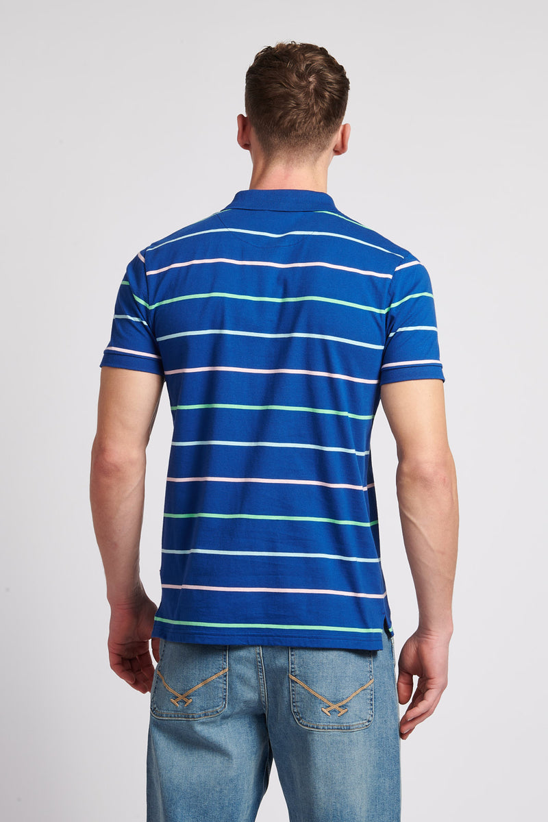 Mens Jersey Stripe Polo Shirt in Sodalite Blue