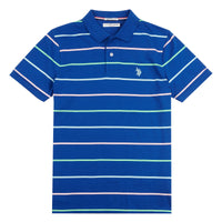 Mens Jersey Stripe Polo Shirt in Sodalite Blue