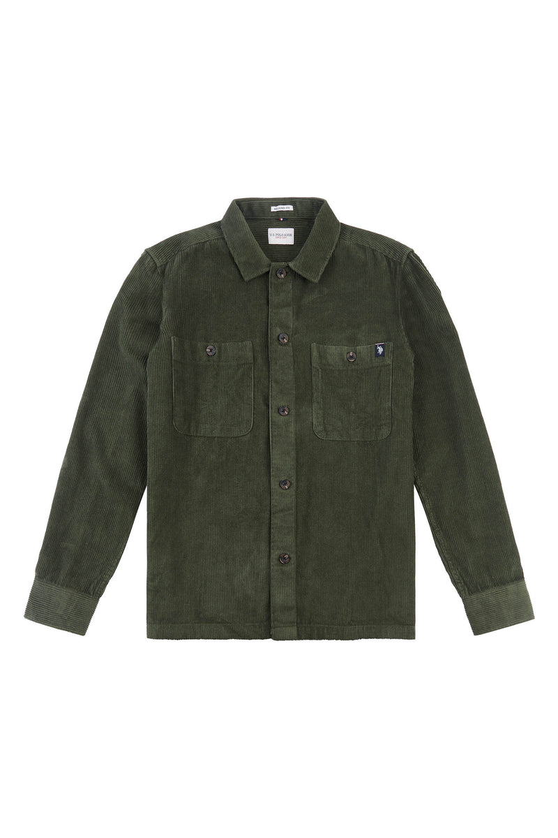 Mens Corduroy Overshirt in Forest Night