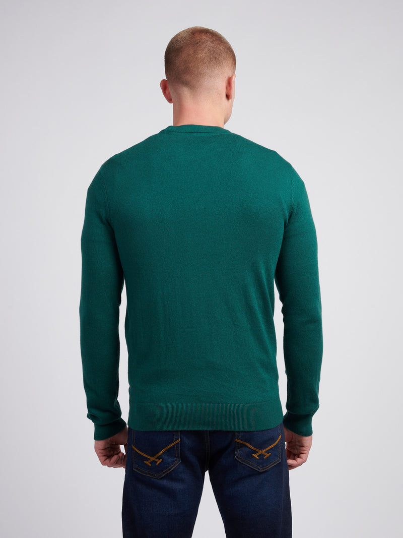 Mens Lightweight Crew Neck Jumper in Rain Forest