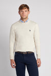 Mens Lightweight Crew Neck Jumper in Birch Marl